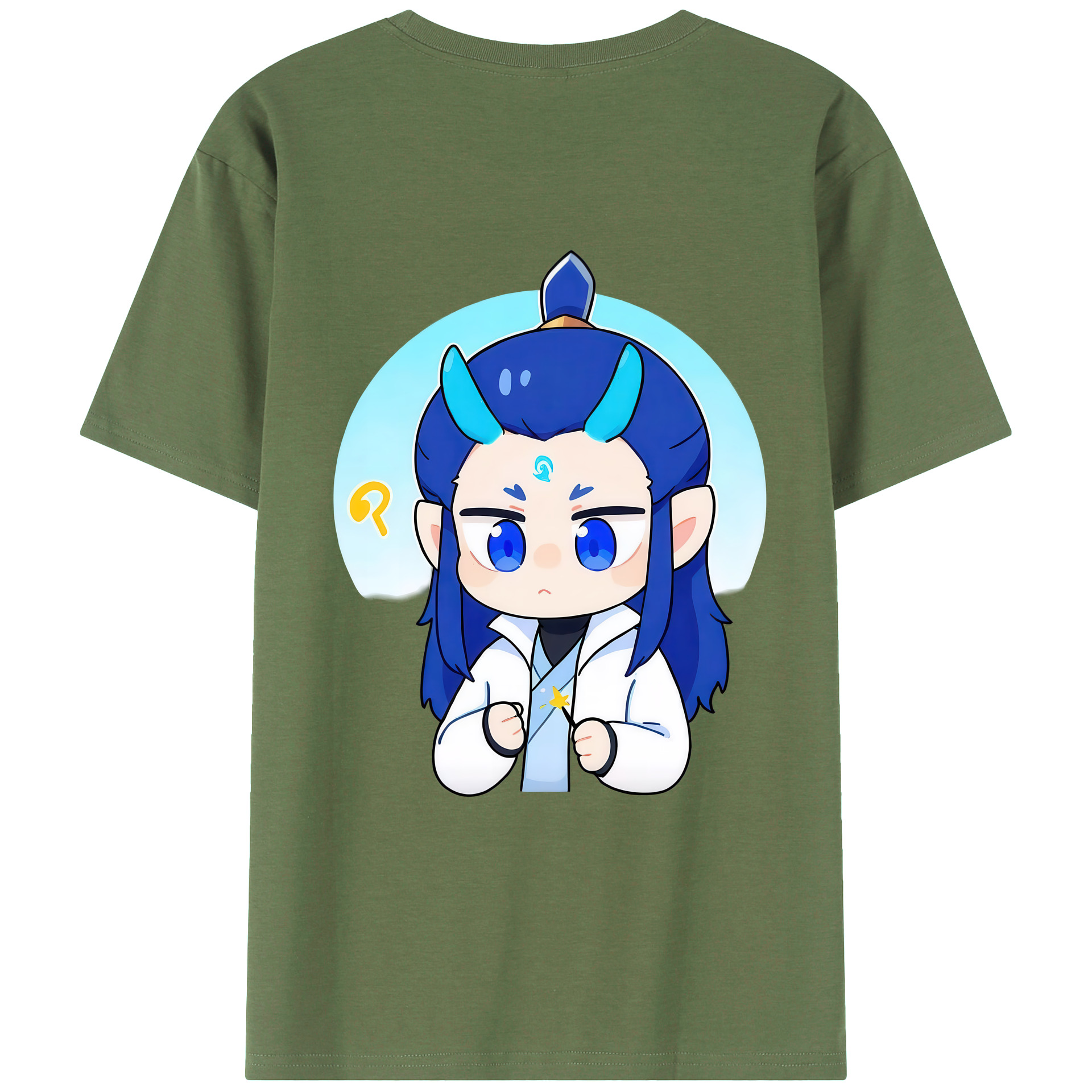 （画像用） Ne Zha 2 ナタ 魔童の大暴れ 綿100％ メンズ半袖Tシャツ（バックプリント） 通気性
